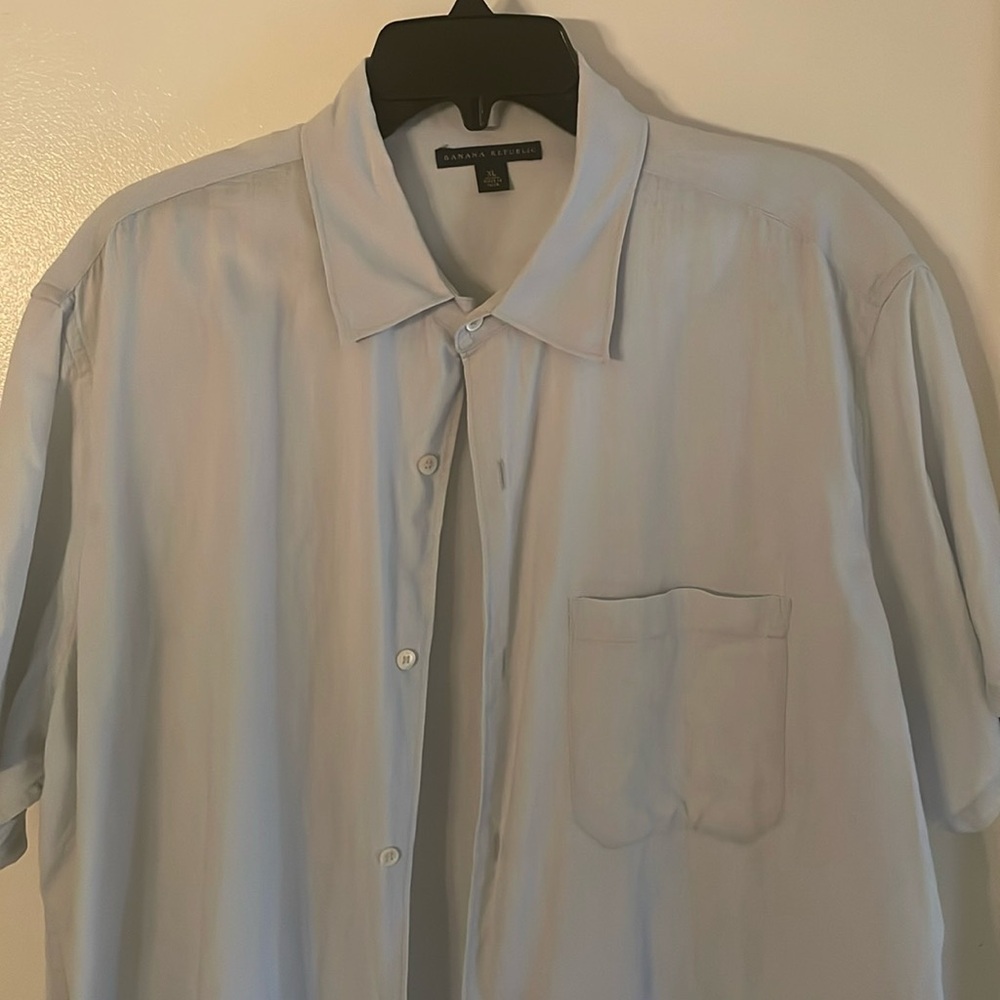 Banana Republic short sleeve linen shirt blue